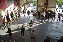 A CrossFit class at CrossFit Inferno in San Luis Obispo, CA
